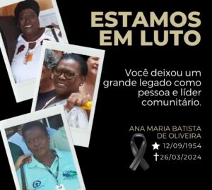 Nota de falecimento – Ana Maria Batista de Oliveira