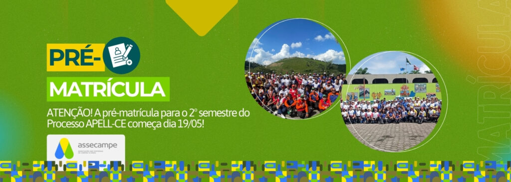Informações sobre pré-matrícula para os treinamentos, cursos e projetos do processo APELL-CE.